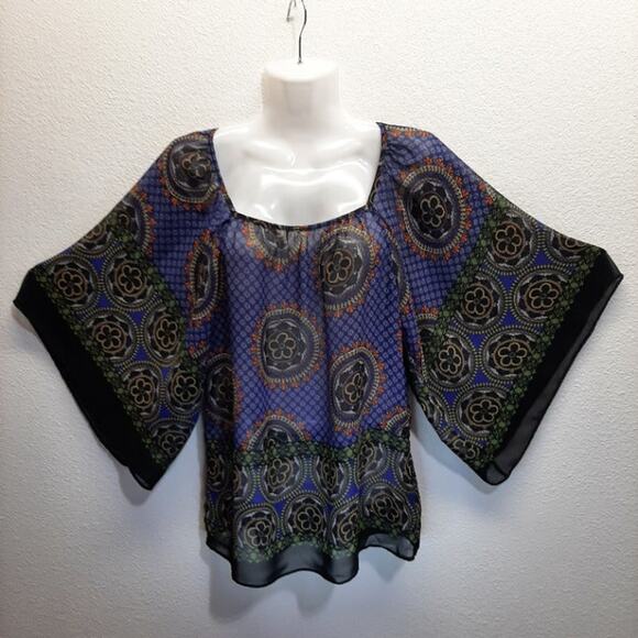 Forever 21 Floral Design Sheer Scarf Top l Size: S/P - Picture 3 of 8